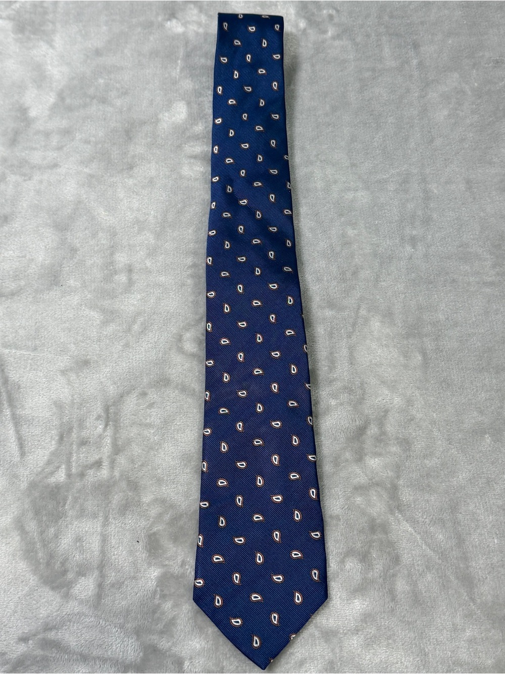 SUITSUPPLY 100% Mulberry Silk Tie Blue Paisley Pattern Woven Necktie